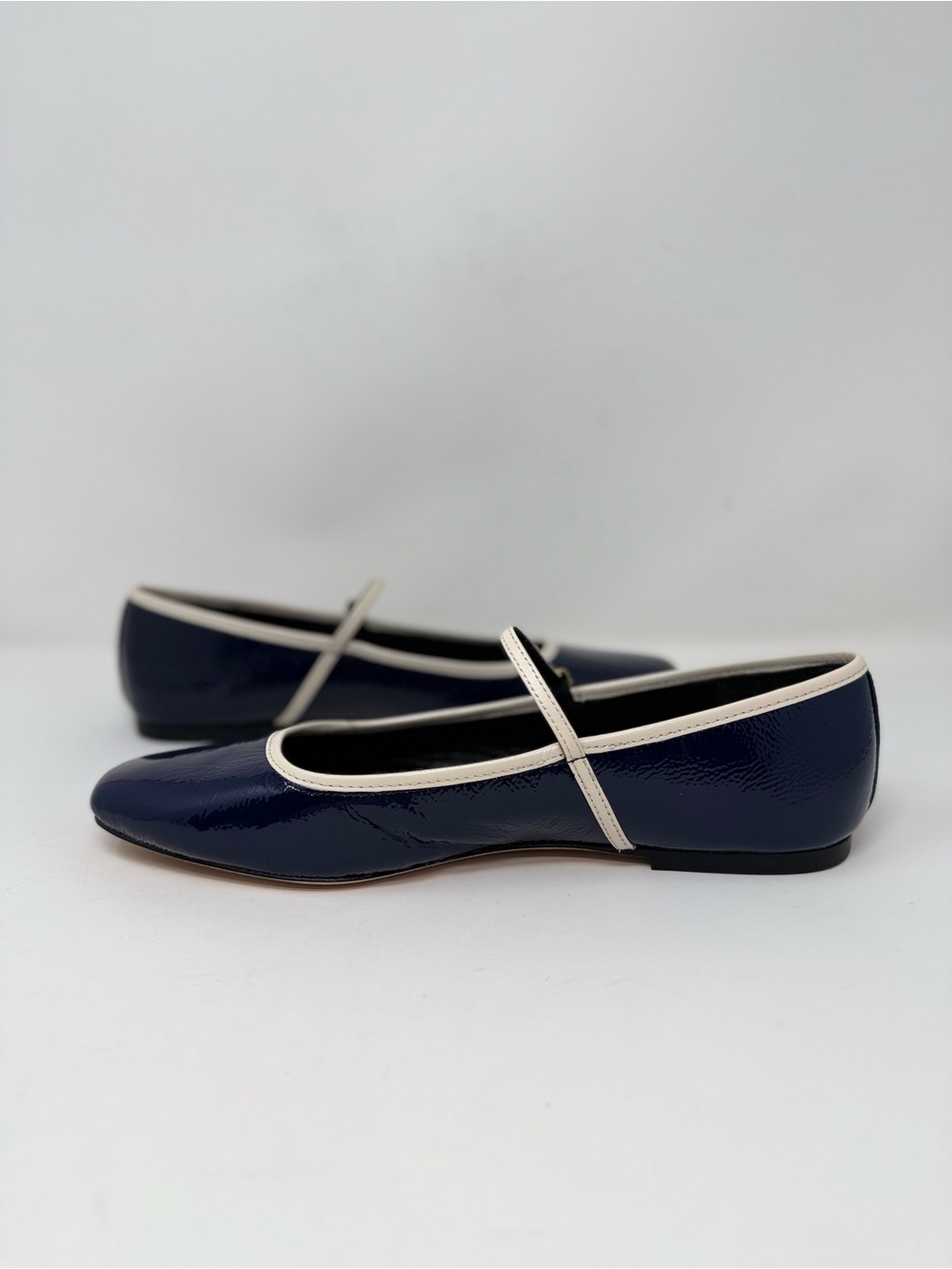 New Veronica Beard Ellie Mary Jane Flat Navy Ecru Sz 8 - Picture 10 of 14